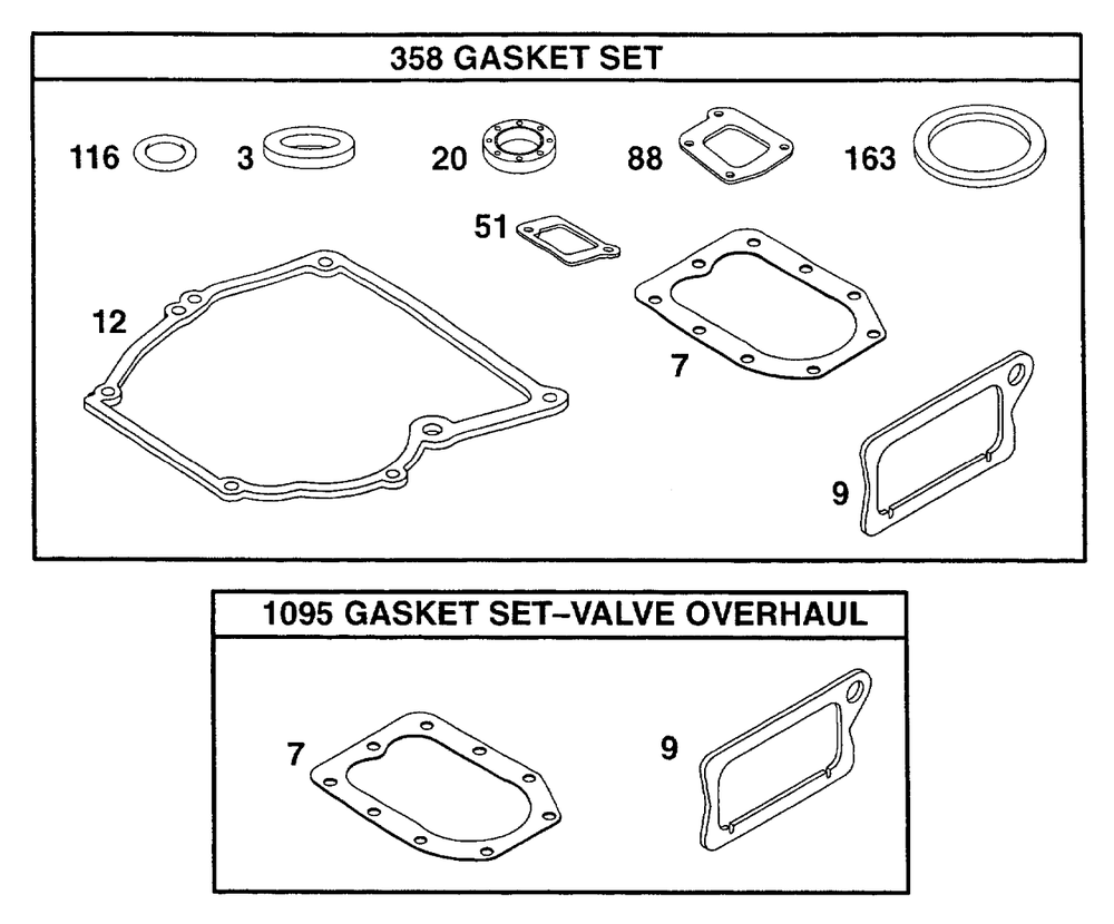 Gasket Set Diagram and Parts List for 96982-7051-01  Briggs and Stratton Engine